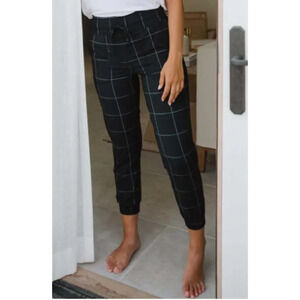 Albion Destination Joggers Black Windowpane Petite